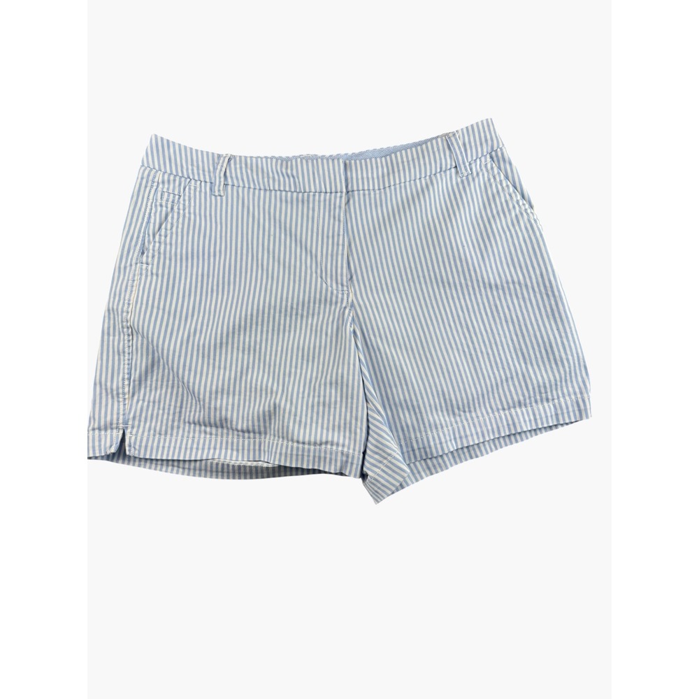 Crown & Ivy Womens 12P Blue White Striped Seersucker Style Shorts Petite